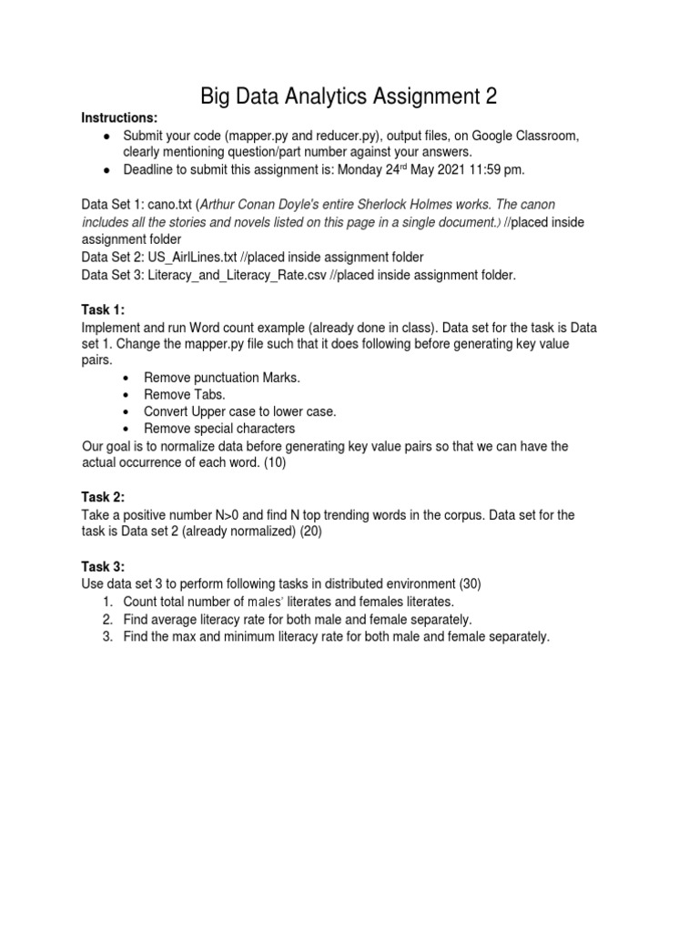 Big Data Analytics Assignment 2 Guide | PDF