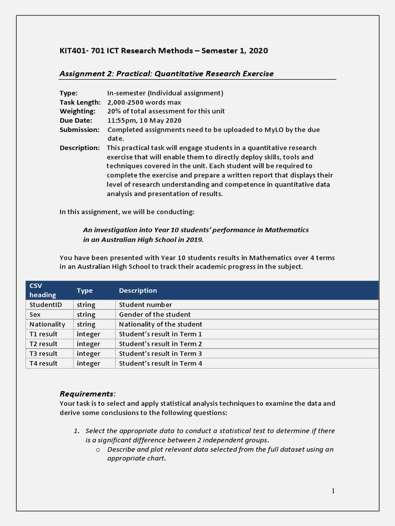 Quantitative Research on Year 10 Math Performance | PDF | Statistical ...