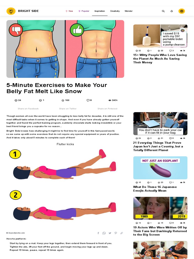 5Minute Exercises To Make Your Belly Fat Melt Like Snow PDF
