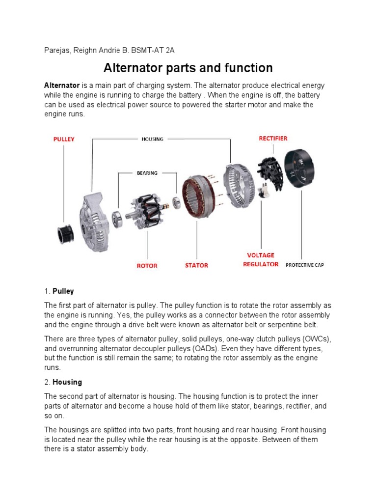 Alternator Parts and Function | PDF | Direct Current | Power Engineering