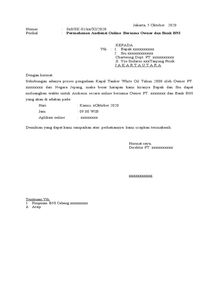 SURAT Permohonan Meeting Zoom | PDF