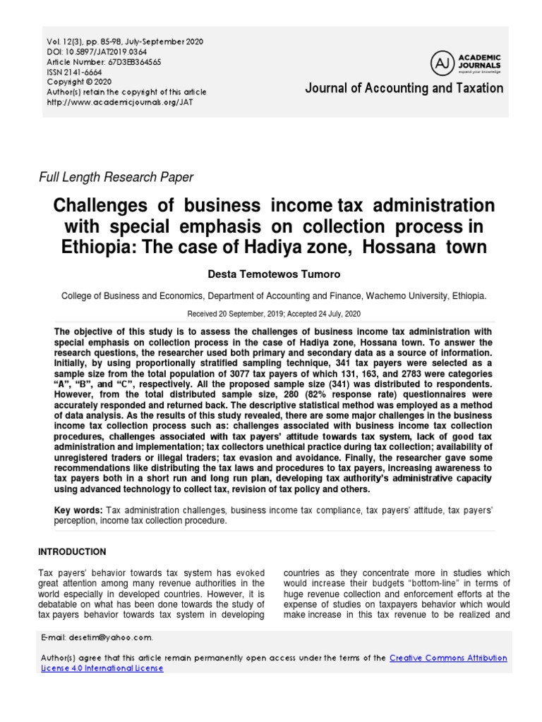 Challenges of Business Tax Administration PDF Tax