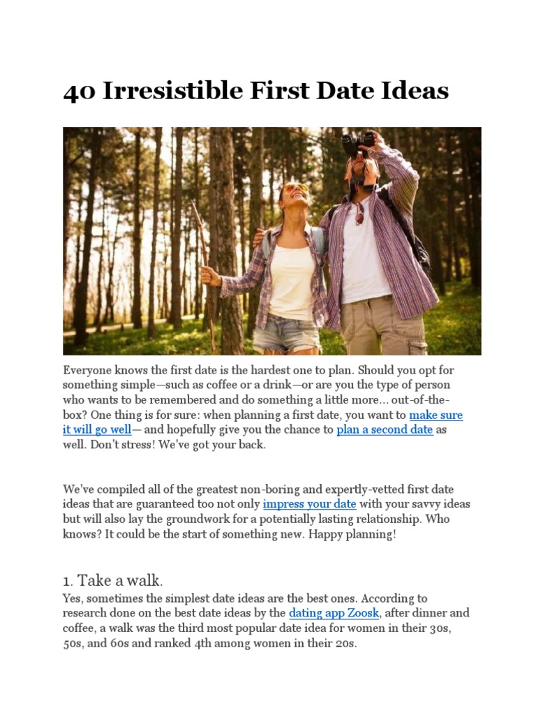 40 Irresistible First Date Ideas | PDF | Foods