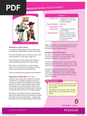 Toy Story Penguin Kids Teacher 39 s Factsheet