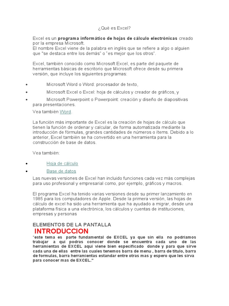 Definición y funciones de Excel | PDF | Microsoft Excel | Microsoft