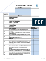 Check List For FMEA Evaluation Supplier