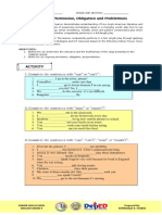 Activity Sheet Gr. 9 Modals of Permission Obligation and Prohibitions