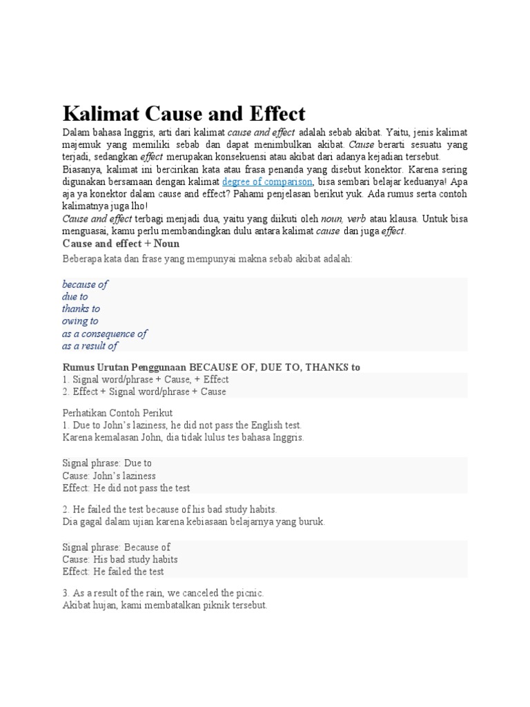 Kalimat Cause and Effect PDF