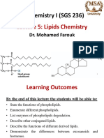 Biochemistry I (SGS 236) : Lecture 5: Lipids Chemistry