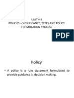 Unit - 2 Policies - Importance, Types and Policy Formulation