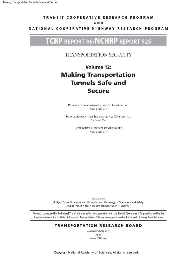 Making Transportation Tunnels Safe And Secure Pdf Tunnel Hazards