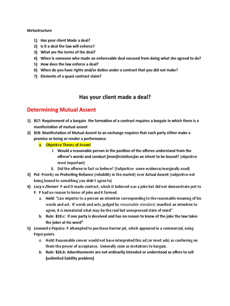 Understanding Contract Formation Essentials | PDF | Offer And ...
