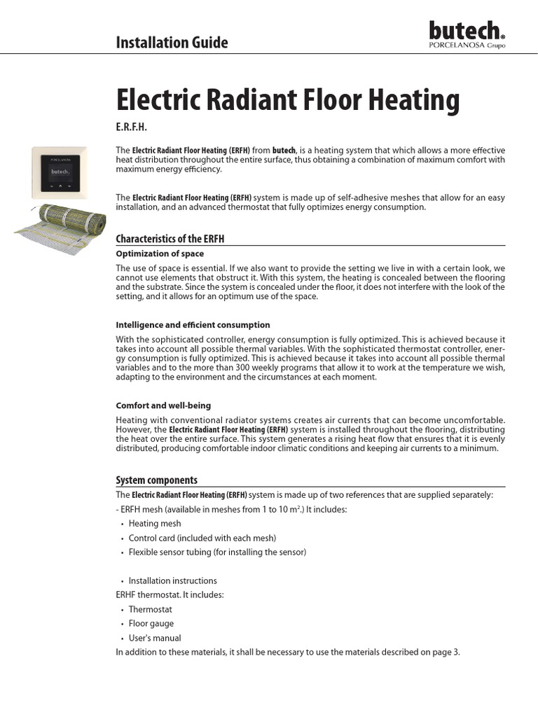 Electric Radiant Floor Heating: Installation Guide | PDF | Thermostat ...