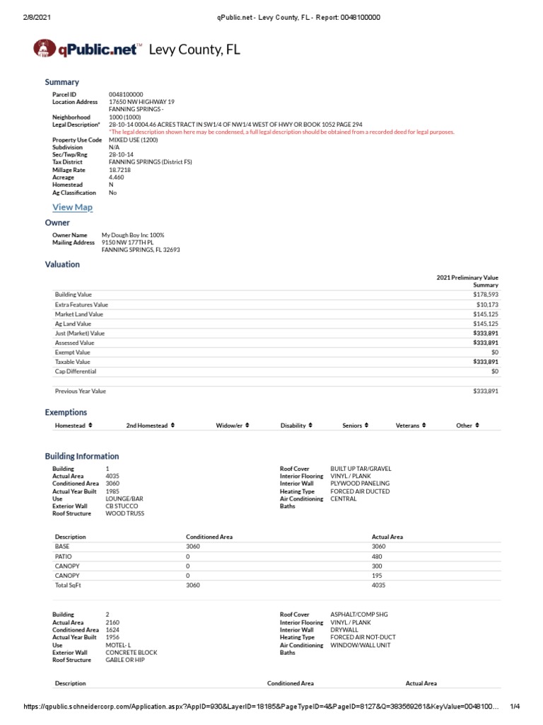 Levy County, FL View Map PDF Wall Real Estate Appraisal