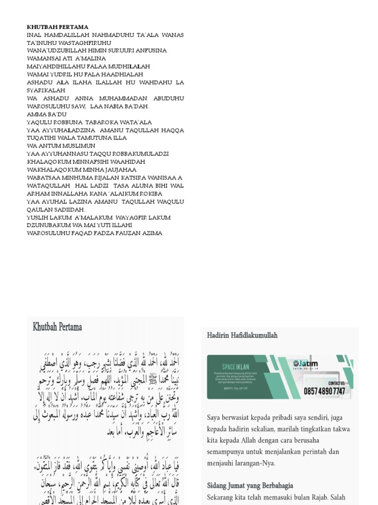 Khutbah Bulan Rajab: Doa dan Pesan | PDF