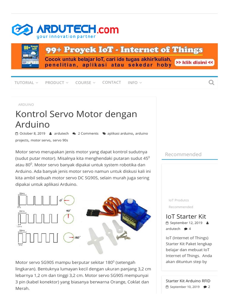 Kontrol Servo Motor Dengan Arduino | PDF | Teknologi & Rekayasa