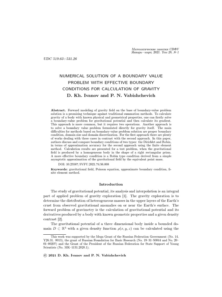 Numerical Solution of A Boundary Value Problem With Effective Boundary ...