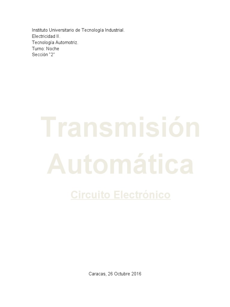 Transmision Automatica II | PDF | Transmisión automática | Transmisión ...