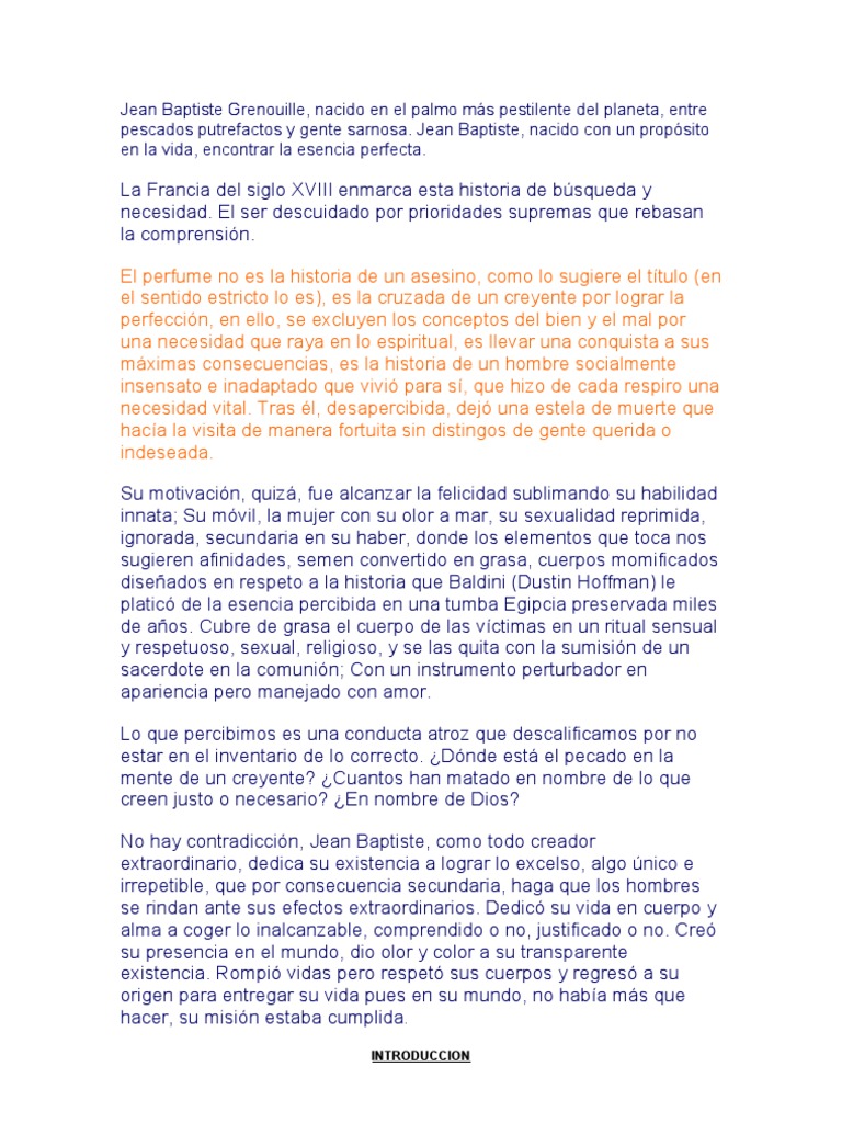 Jean Baptiste Grenouille PDF Existencia Filosofía