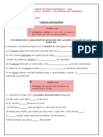 502 - Atv de Casa Língua Portuguesa Caderno - 17 Maio