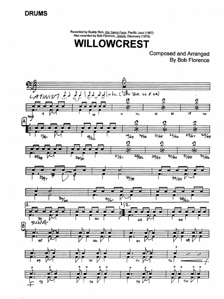 Willowcrest - Drums Big Band - Florence - Buddy Rich (Arrastado) | PDF