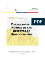 Definiciones y normas reservas hidrocarburos Venezuela