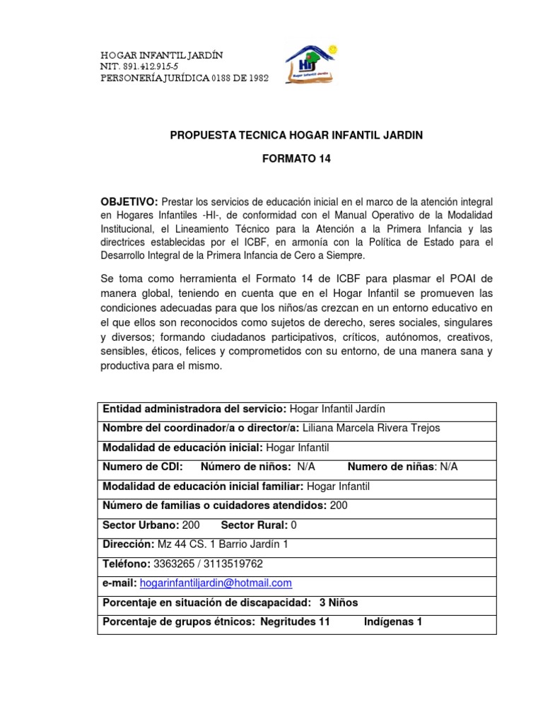 Propuesta Pedagógica para Primera Infancia | PDF | Educación de la ...