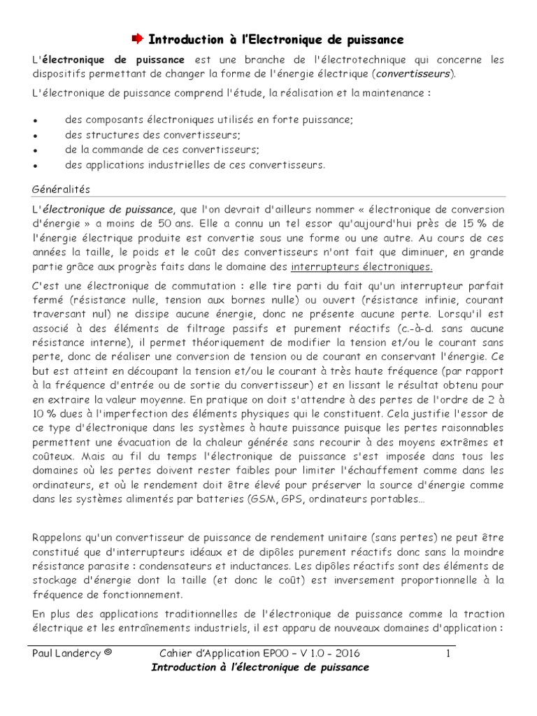 CA EP00 Introduction Electronique Puissance | PDF | Électronique de ...