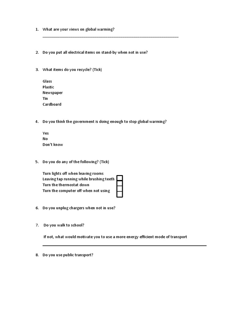 Student Environmental Habits Survey | PDF | Career & Growth