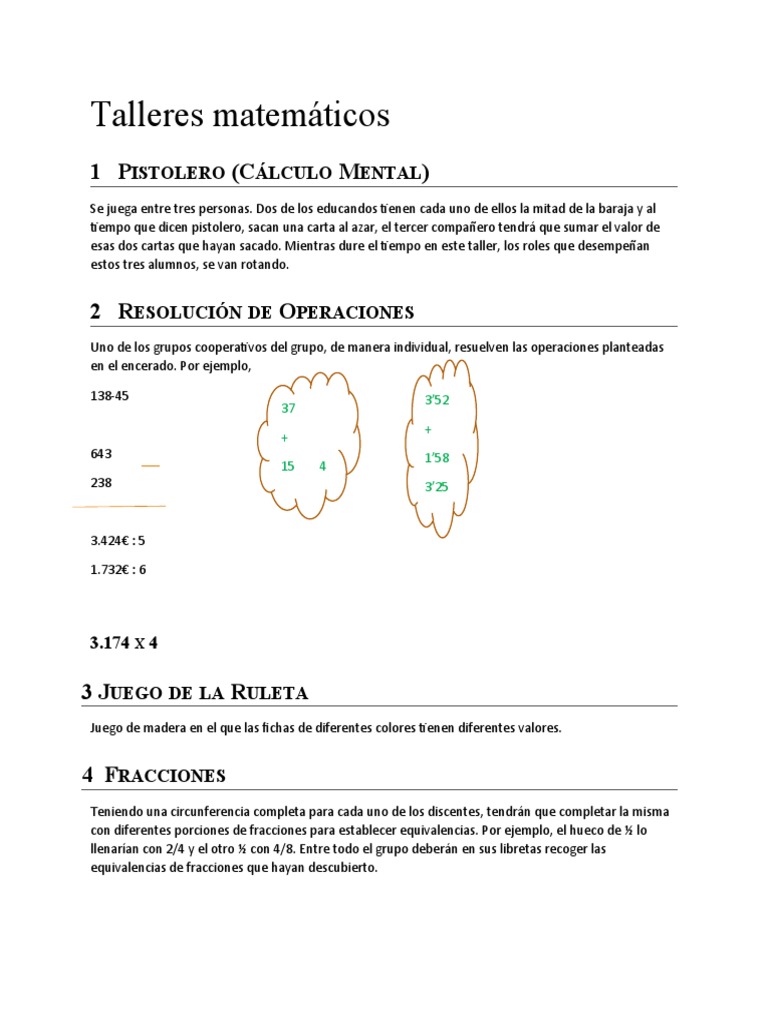 Talleres de Matemáticas Interactivos | PDF | Métodos y materiales de ...