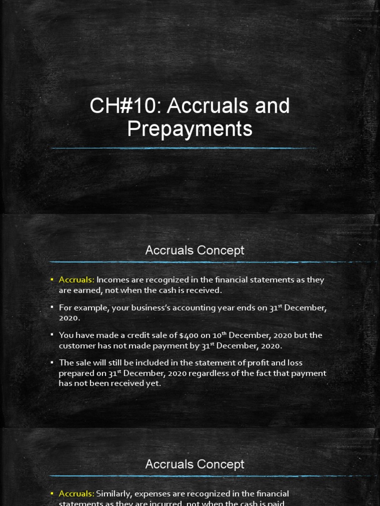Acca F3 Ch 10 Accruals And Prepayments Notes Pdf Deferral Accrual