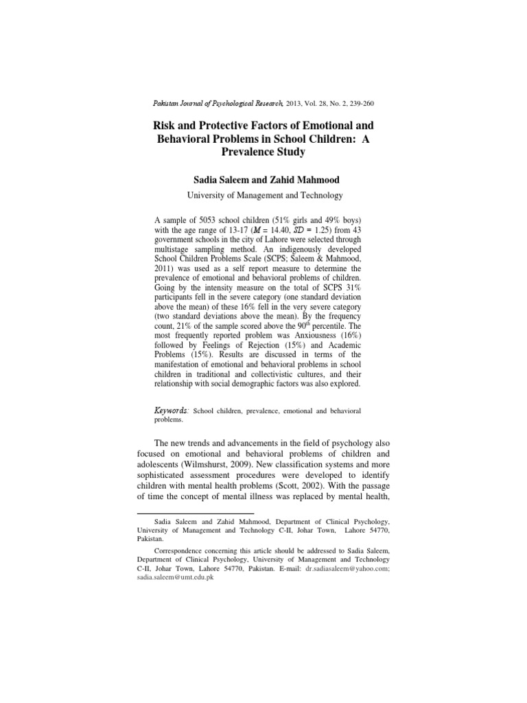 Emotional and Behavioral Issues in Children | PDF | Mental Disorder ...