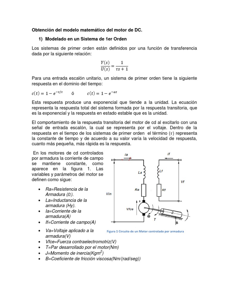 Modelo Matemático de Motor DC | PDF | Ecuaciones | Funcion exponencial