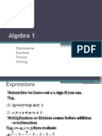 Algebra 1: Expressions Brackets Powers Solving
