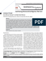 Abraham and Nkitnam 2017 - IJESG - Review of Geothermal Energy Research in Nigeria