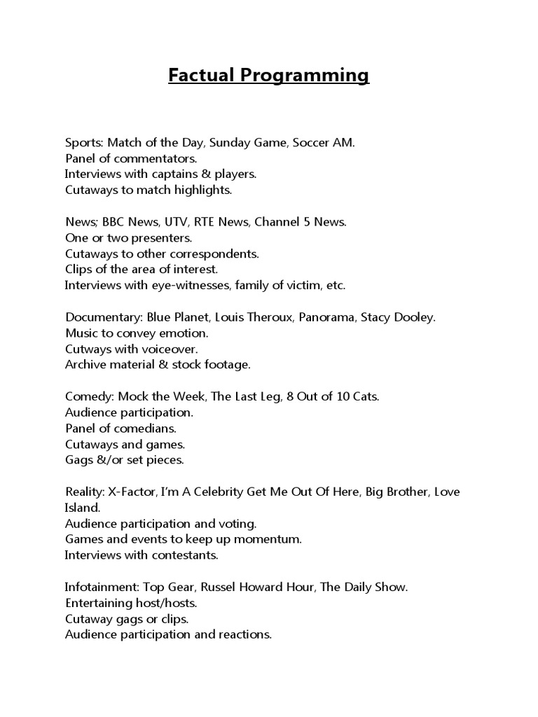 Factual Programming | PDF | News | Mass Media