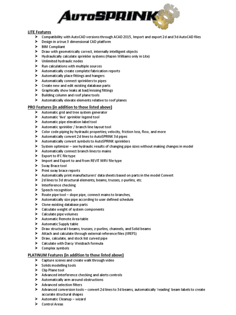 AutoSPRINK Software Features Overview | PDF | 3 D Computer Graphics ...