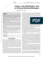 Professional Values, Job Satisfaction, and Intent To Leave Among Nursing Managers