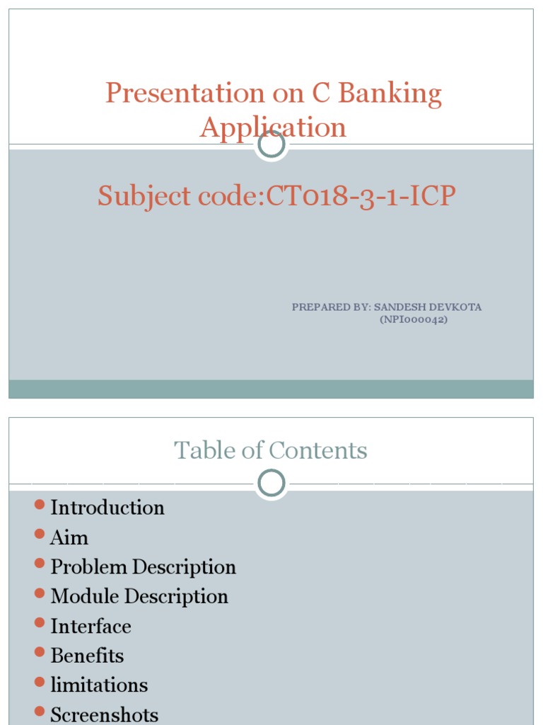 C Banking Application Overview | PDF | Application Software | Component ...