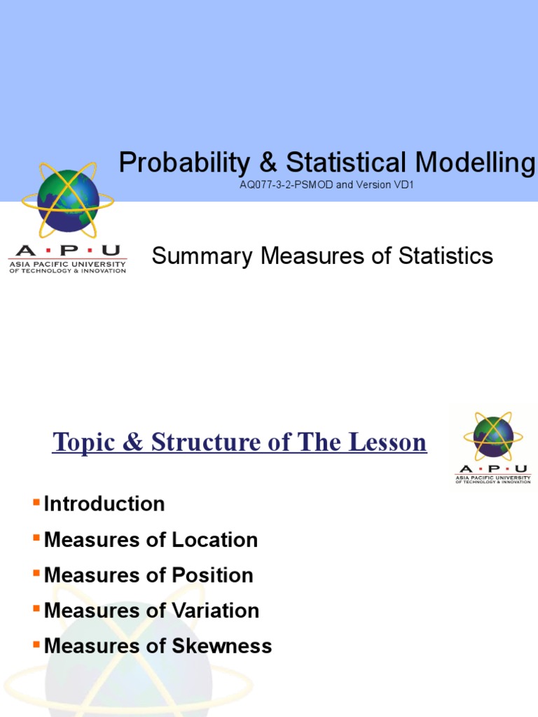 Measures of Location and Variation in Probability and Statistics | PDF ...