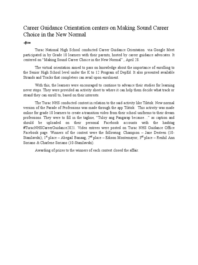 Career Guidance Program 2021 | PDF