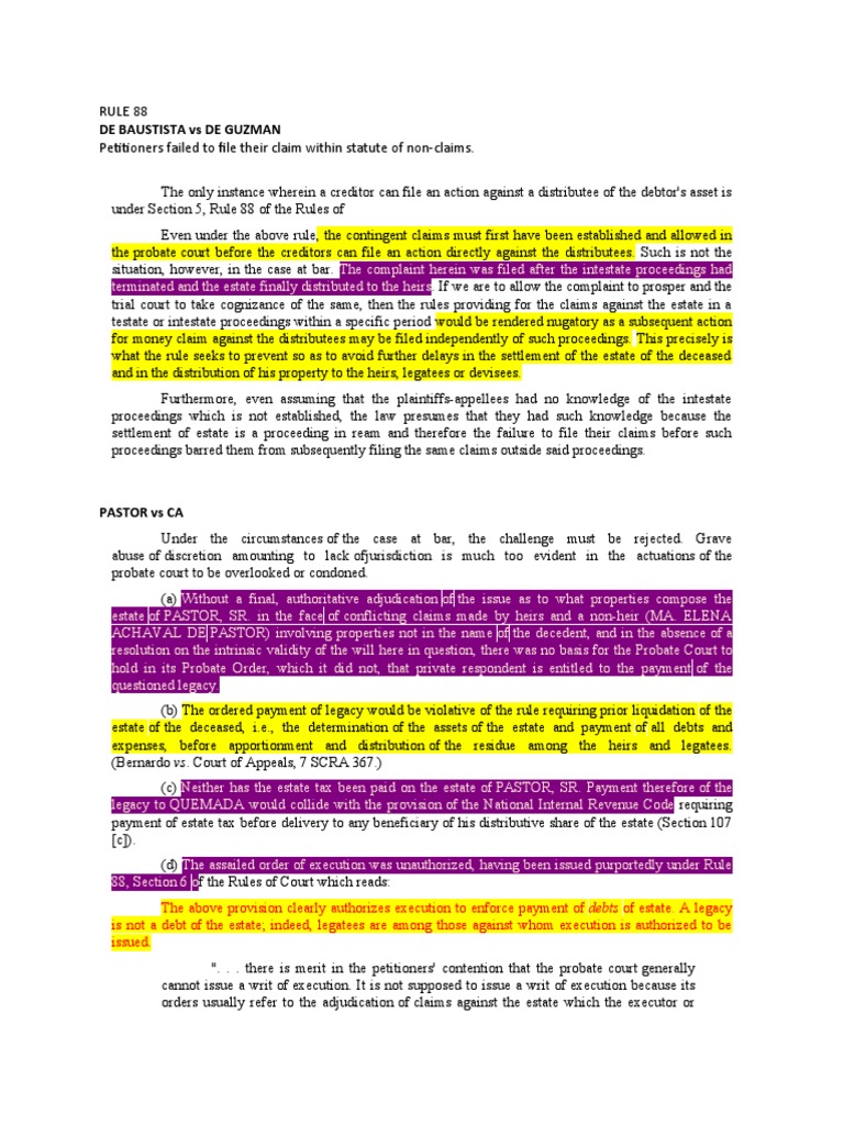 Rule 88 | PDF | Probate | Will And Testament