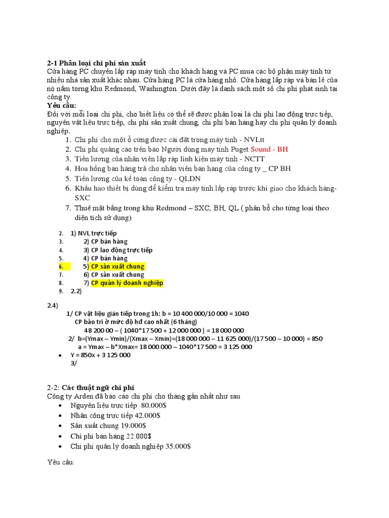 BT Chương 2 S A | PDF