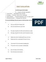 Daily Evaluation: Choose The Correct Form of The Verb That Agrees With The Subject