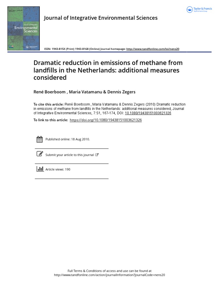 Dramatic Reduction in Emissions of Methane From Landfills in The ...