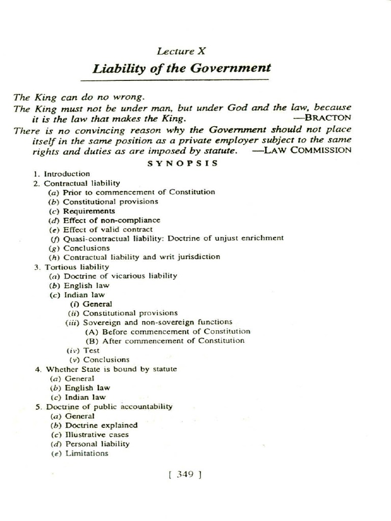 Government Liability in Law Explained | PDF | Sovereign Immunity | Tort