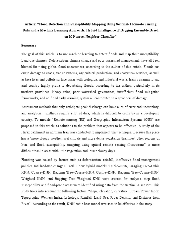 Flood Detection and Susceptibility Mapping | PDF | Flood | Machine Learning