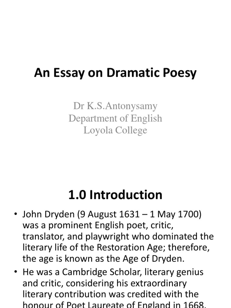 Who Are The Four Characters In Dryden S Essay Of Dramatic Poesy