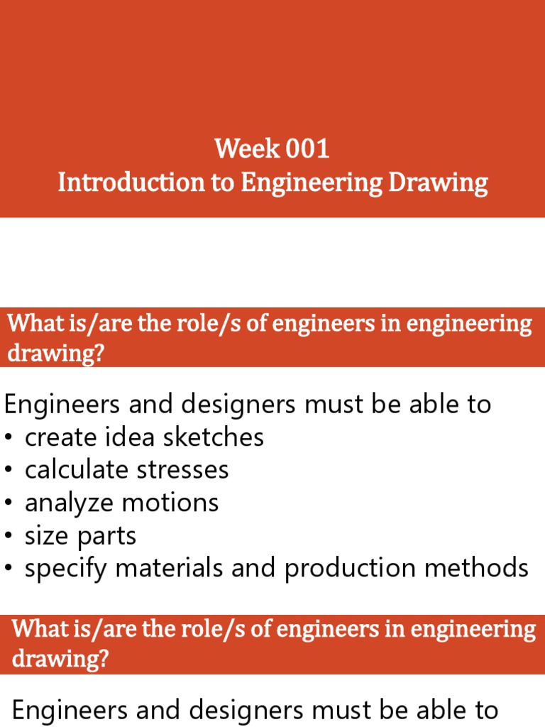 Week 1 Introduction To Engineering Drawing PDF PDF