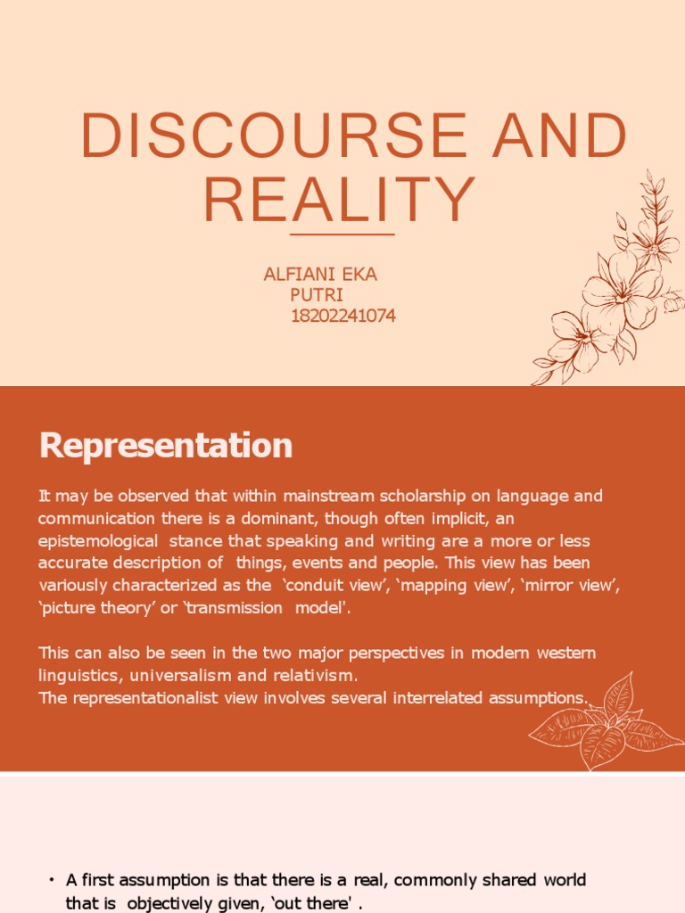 Discourse and Reality | PDF | Discourse | Linguistics